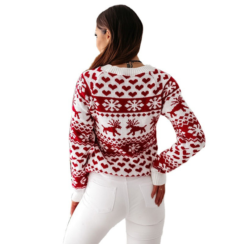 Christmas Elk Long Sleeve Knitted Sweater