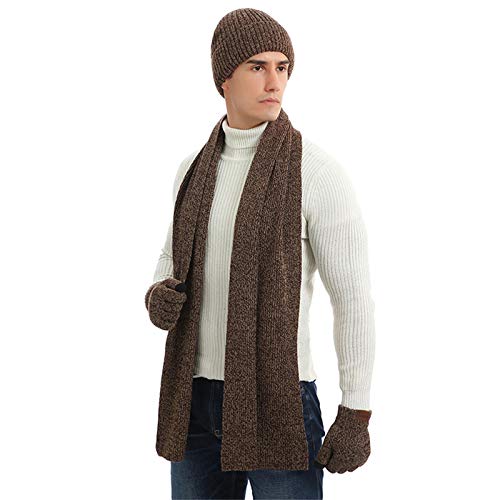 INSISMY. Knitted  Men's Hat, Scarf and Touch Screen Gloves Set