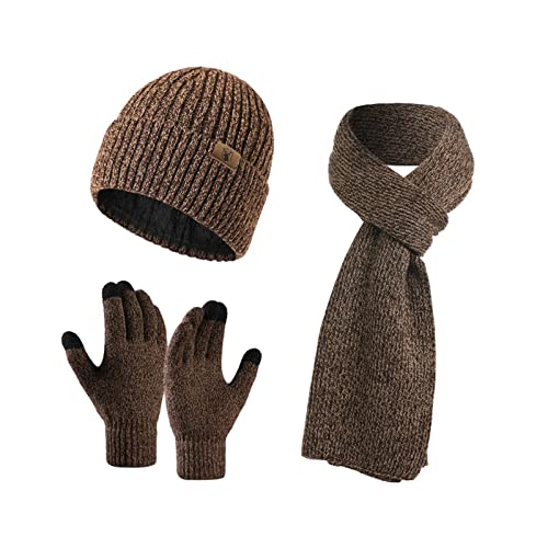 INSISMY. Knitted  Men's Hat, Scarf and Touch Screen Gloves Set