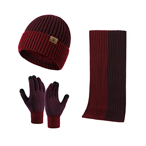 INSISMY. Knitted  Men's Hat, Scarf and Touch Screen Gloves Set