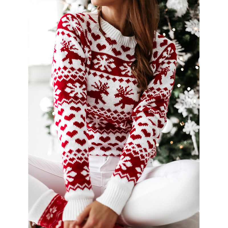 Christmas Elk Long Sleeve Knitted Sweater