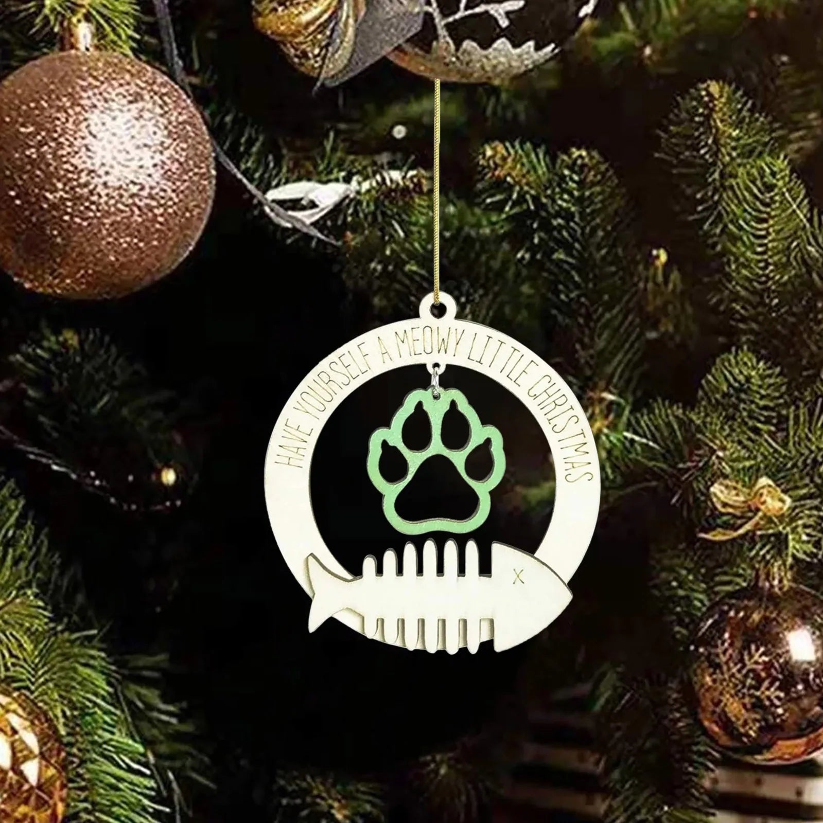 Christmas Wooden Dog Paw Ornament 