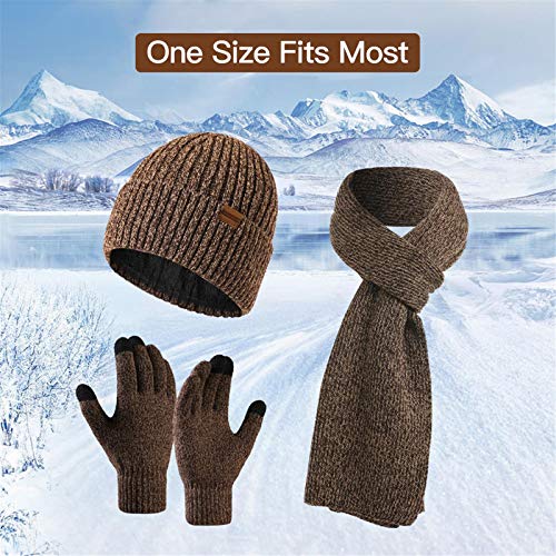 INSISMY. Knitted  Men's Hat, Scarf and Touch Screen Gloves Set