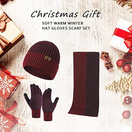 INSISMY. Knitted  Men's Hat, Scarf and Touch Screen Gloves Set