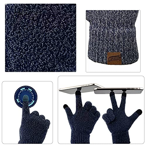 INSISMY. Knitted  Men's Hat, Scarf and Touch Screen Gloves Set