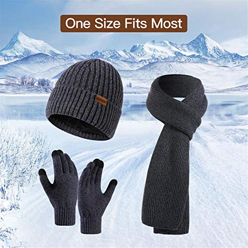 INSISMY. Knitted  Men's Hat, Scarf and Touch Screen Gloves Set