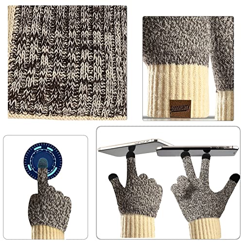 INSISMY. Knitted  Men's Hat, Scarf and Touch Screen Gloves Set