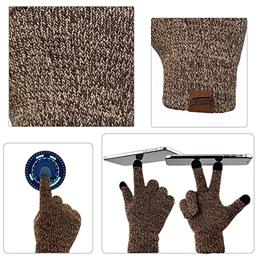 INSISMY. Knitted  Men's Hat, Scarf and Touch Screen Gloves Set