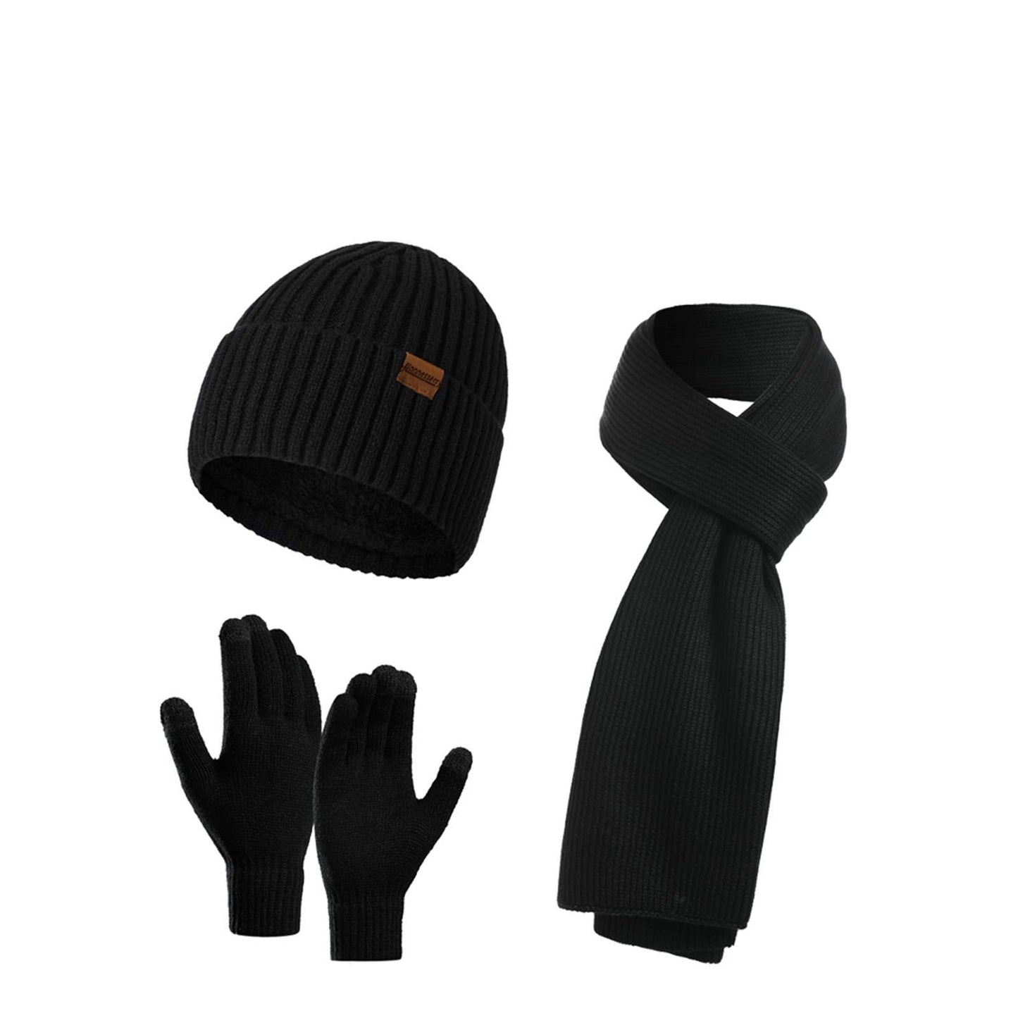 INSISMY. Knitted  Men's Hat, Scarf and Touch Screen Gloves Set