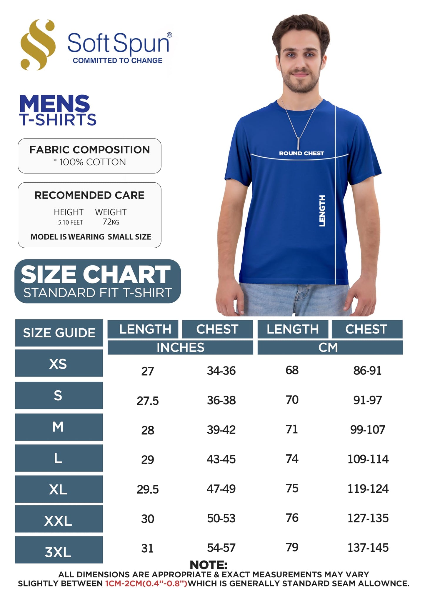 3 Pack T-Shirts for Men 100% Cotton |Premium Plain Crew Neck Mens