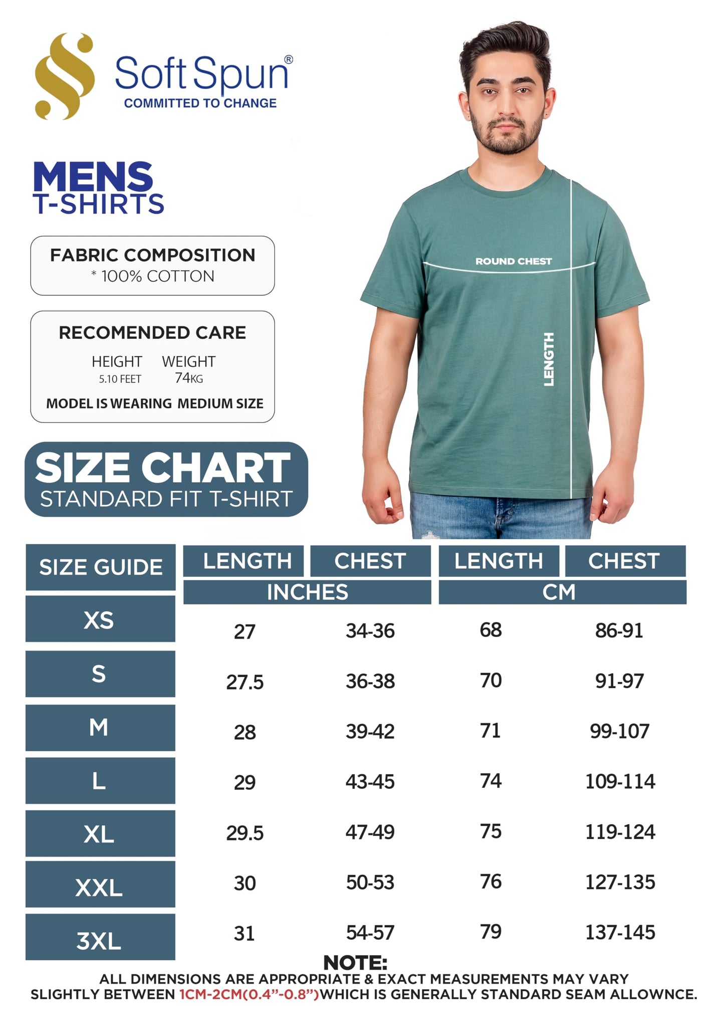 3 Pack T-Shirts for Men 100% Cotton |Premium Plain Crew Neck Mens