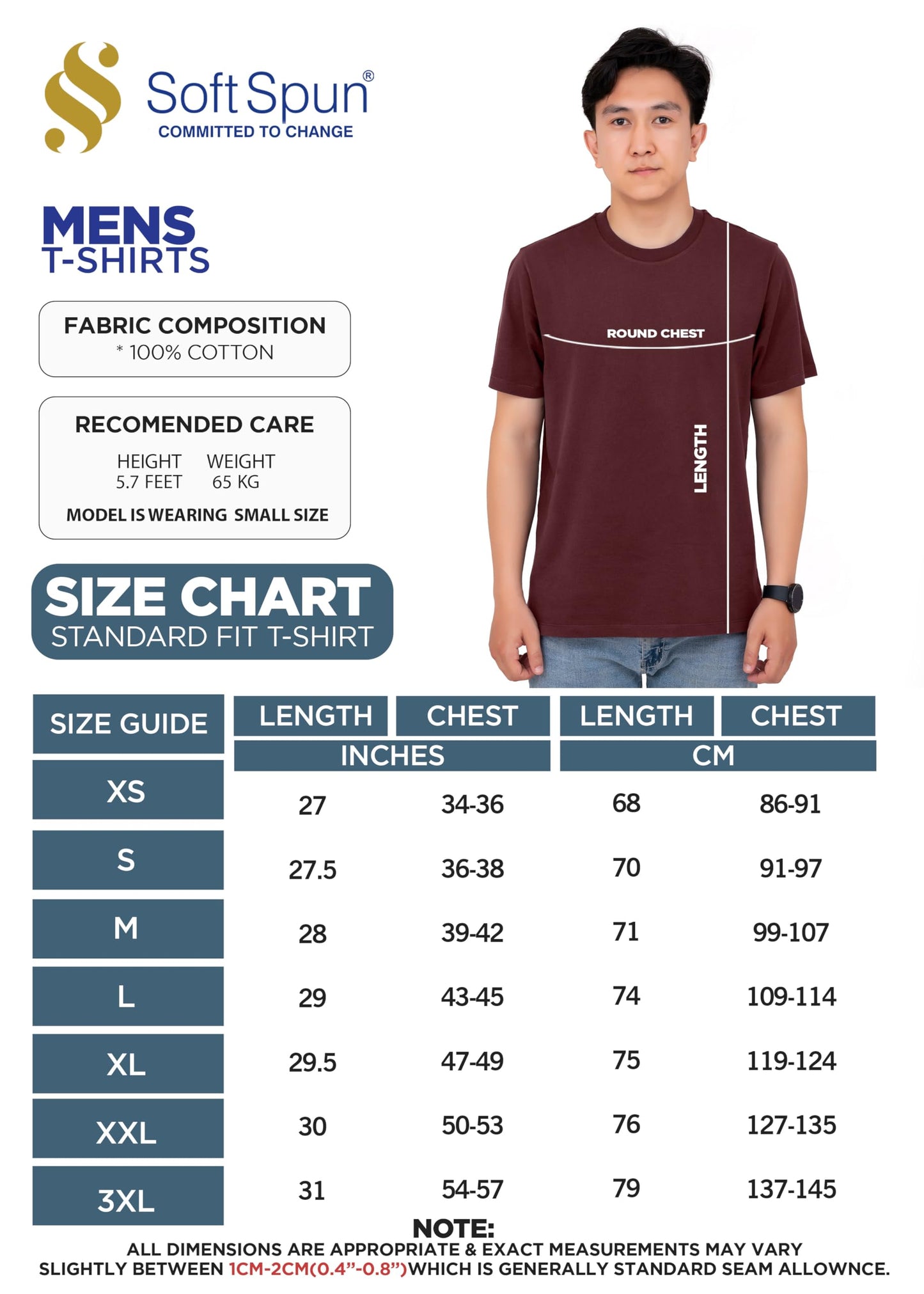 3 Pack T-Shirts for Men 100% Cotton |Premium Plain Crew Neck Mens