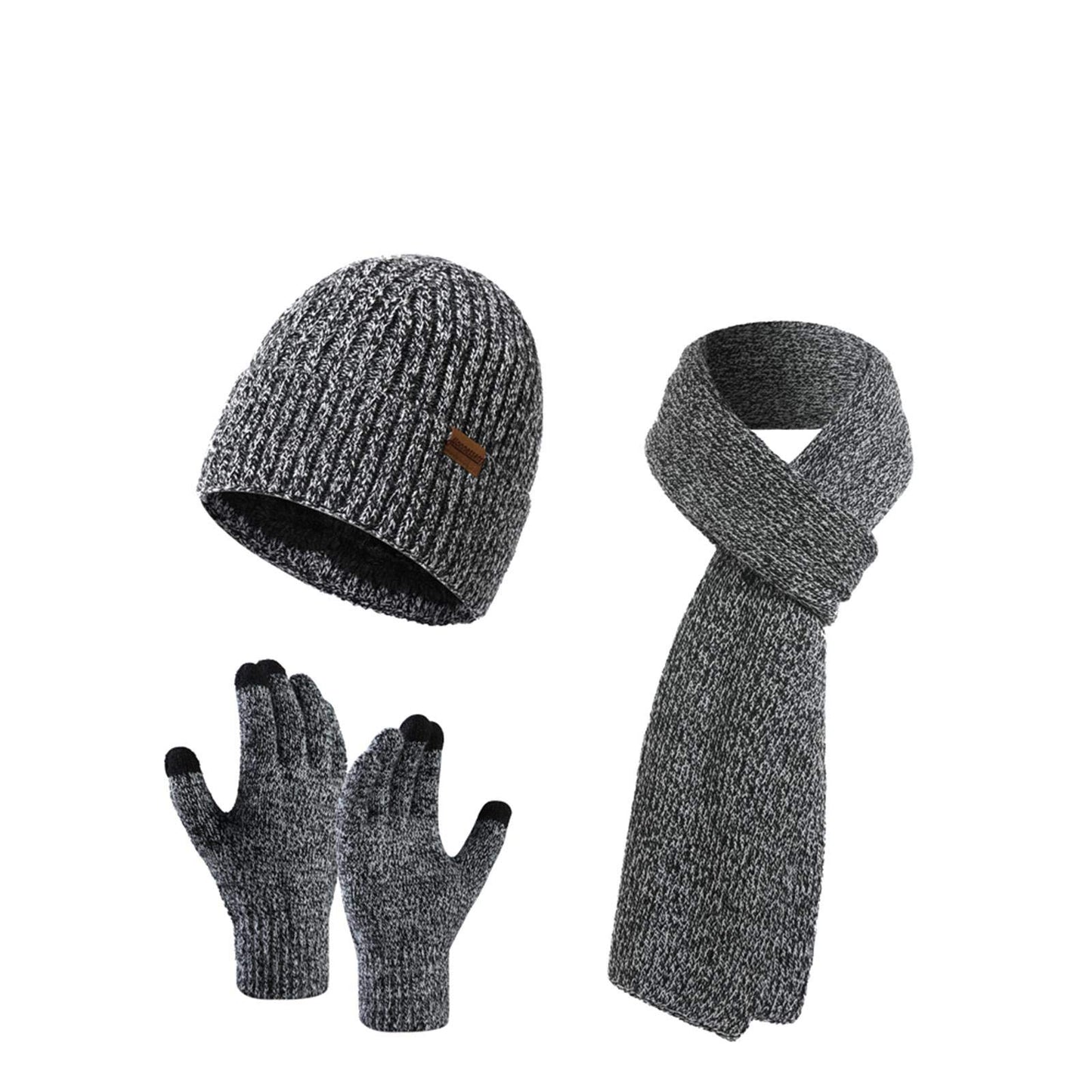 INSISMY. Knitted  Men's Hat, Scarf and Touch Screen Gloves Set