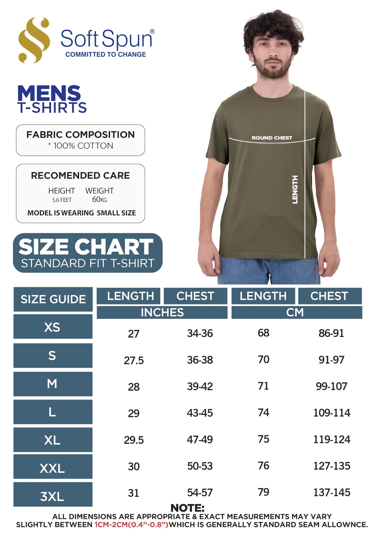 3 Pack T-Shirts for Men 100% Cotton |Premium Plain Crew Neck Mens