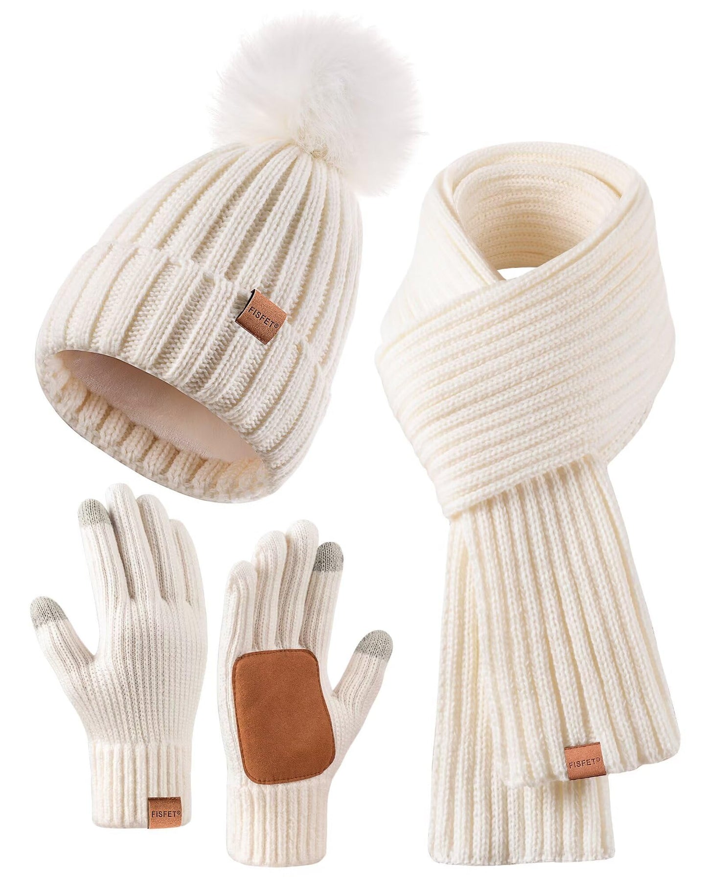 FISFET.Women's Set: Hat, Scarf and Gloves 3 in 1