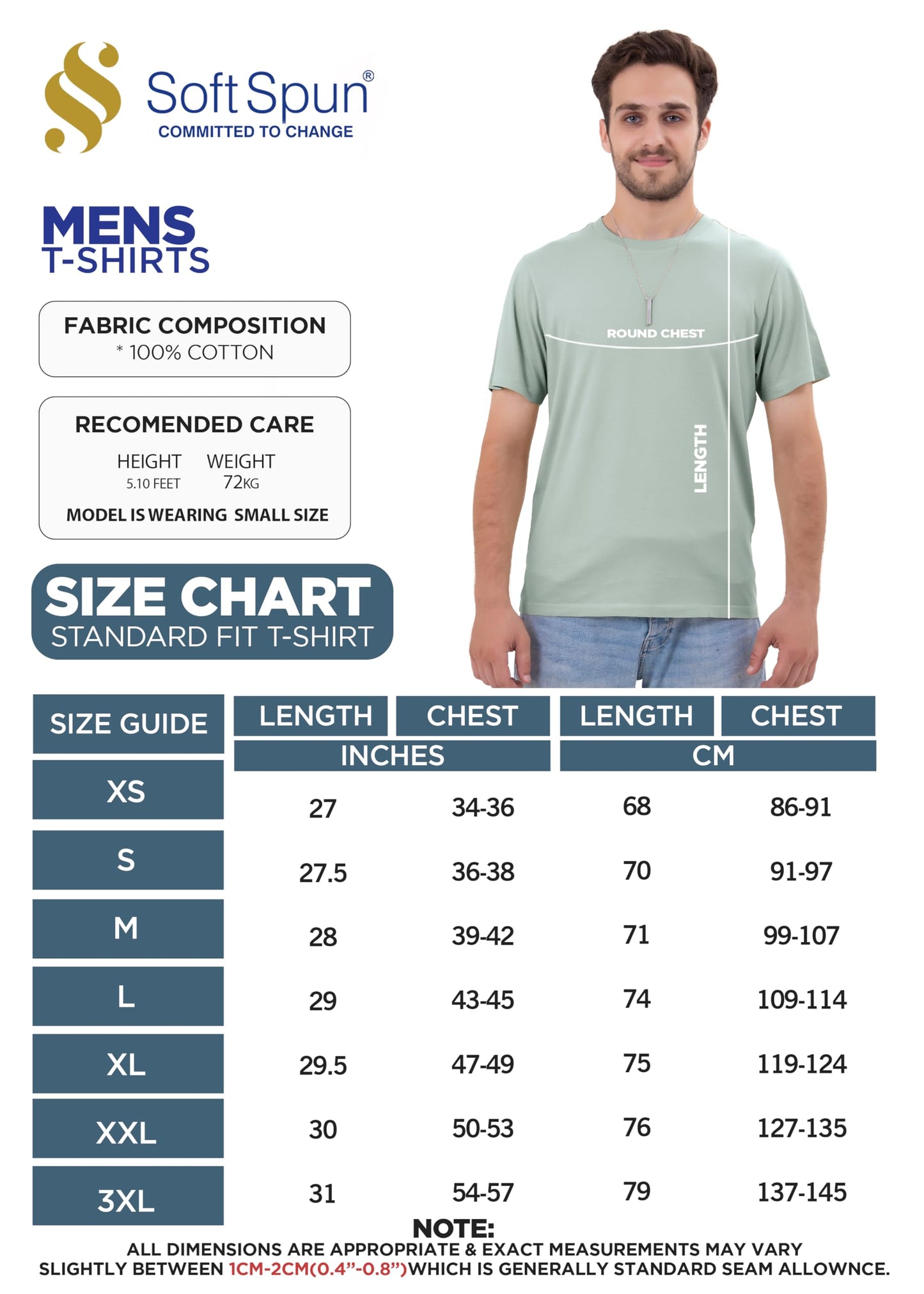 3 Pack T-Shirts for Men 100% Cotton |Premium Plain Crew Neck Mens