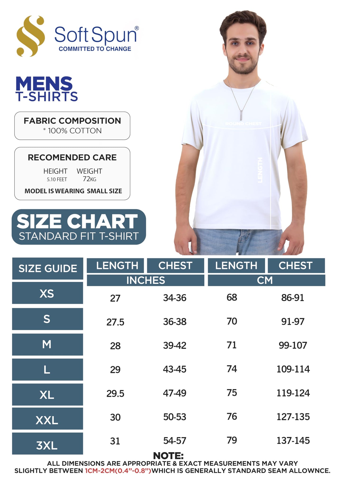 3 Pack T-Shirts for Men 100% Cotton |Premium Plain Crew Neck Mens