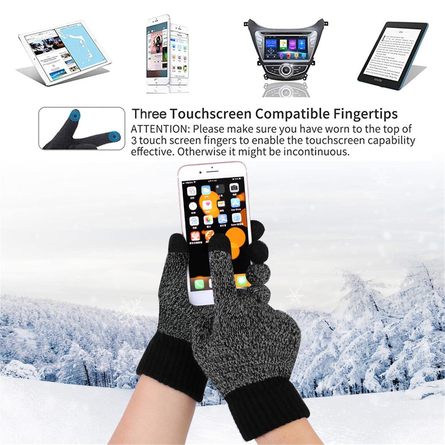 INSISMY. Knitted  Men's Hat, Scarf and Touch Screen Gloves Set