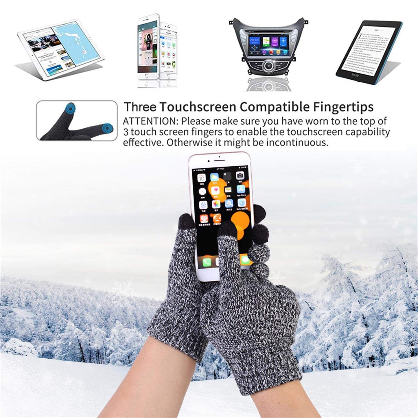 INSISMY. Knitted  Men's Hat, Scarf and Touch Screen Gloves Set