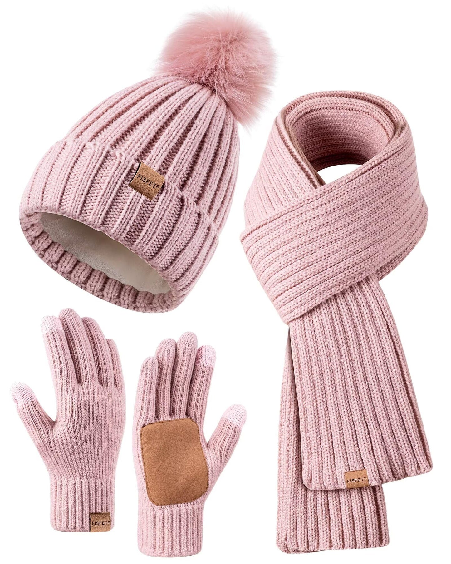 FISFET.Women's Set: Hat, Scarf and Gloves 3 in 1