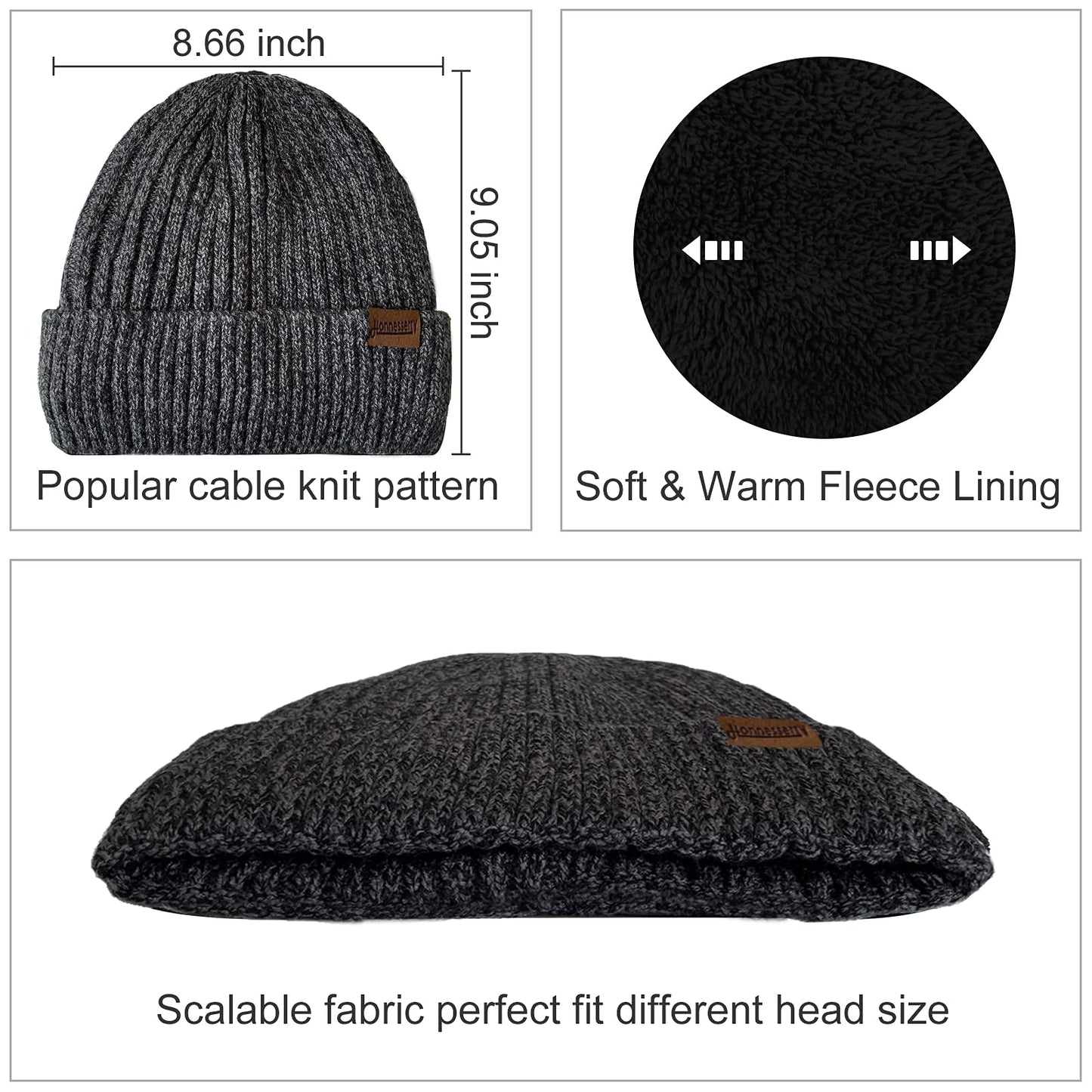 INSISMY. Knitted  Men's Hat, Scarf and Touch Screen Gloves Set