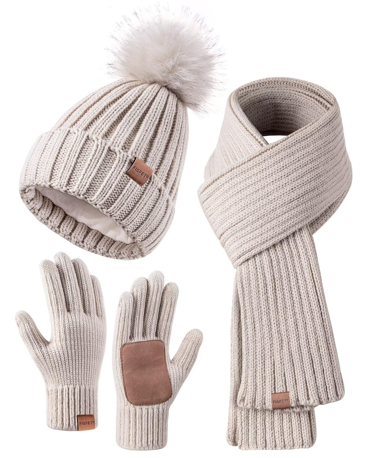 FISFET.Women's Set: Hat, Scarf and Gloves 3 in 1