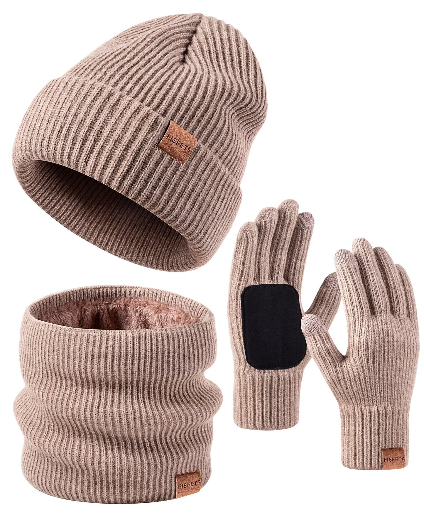 FISFET Knited Unisex Winter Set: Hat, Scarf, Gloves Set