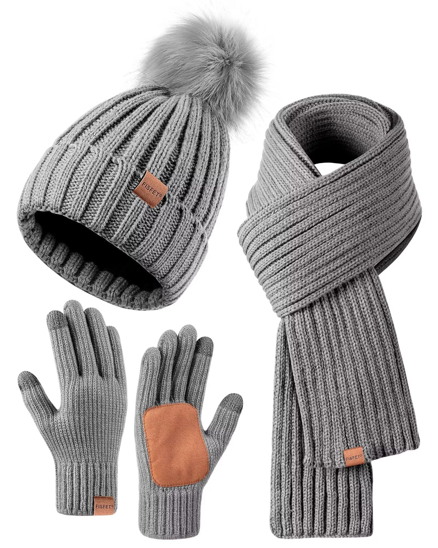 FISFET.Women's Set: Hat, Scarf and Gloves 3 in 1