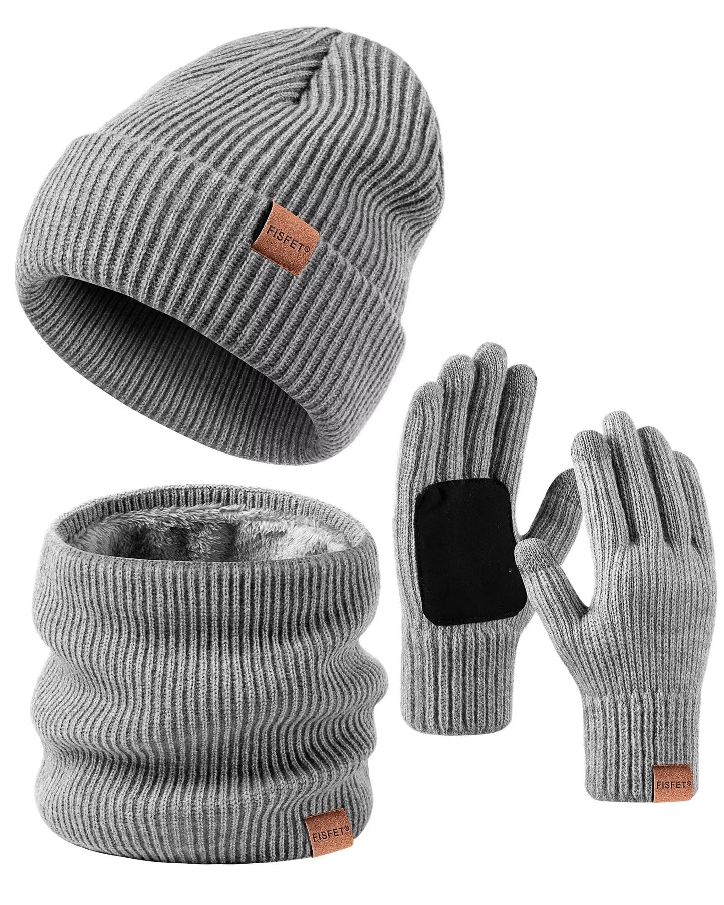 FISFET Knited Unisex Winter Set: Hat, Scarf, Gloves Set