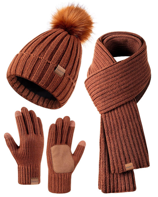 FISFET.Women's Set: Hat, Scarf and Gloves 3 in 1