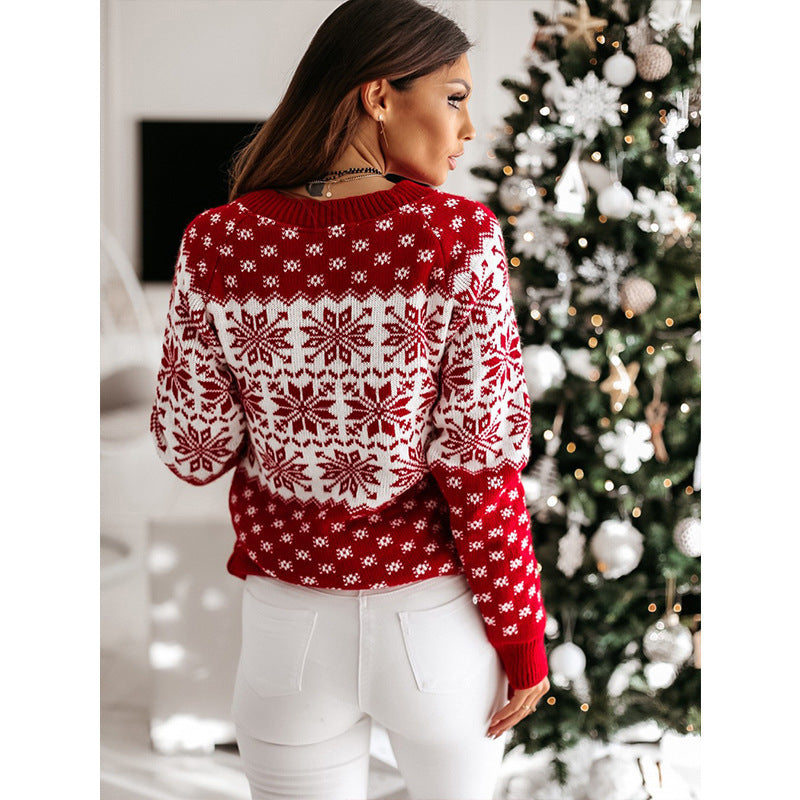 Christmas Elk Long Sleeve Knitted Sweater