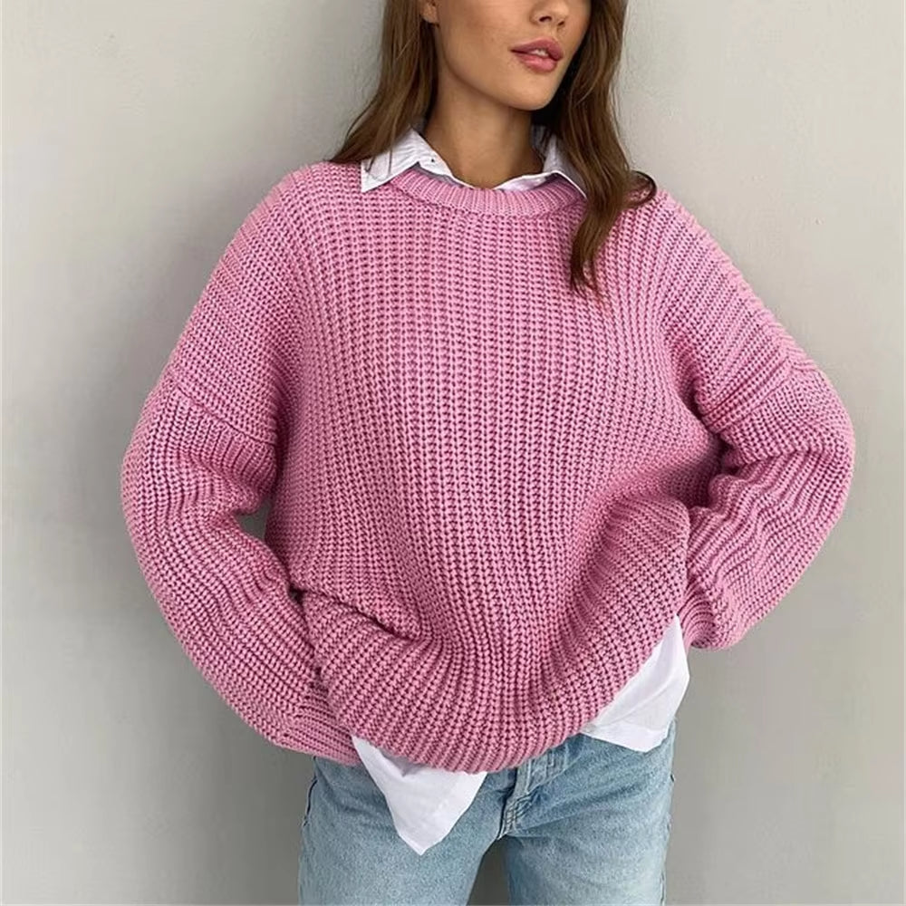 Autumn Winter Knitted Jersey Sweaters for Women Fashion Long Sleeve Pullover Sweater Oversized Christmas Clothes